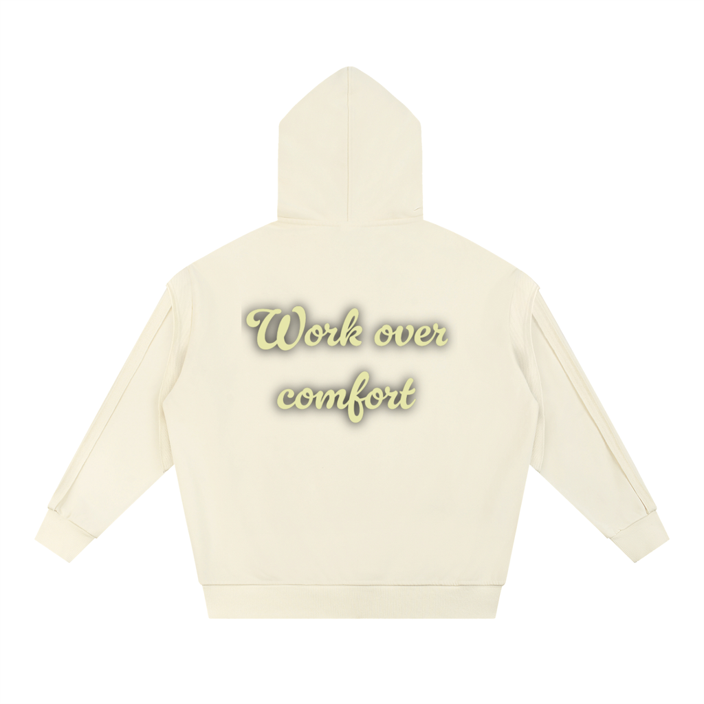 Contrast Tape Raw Edge Double Layered Hoodie