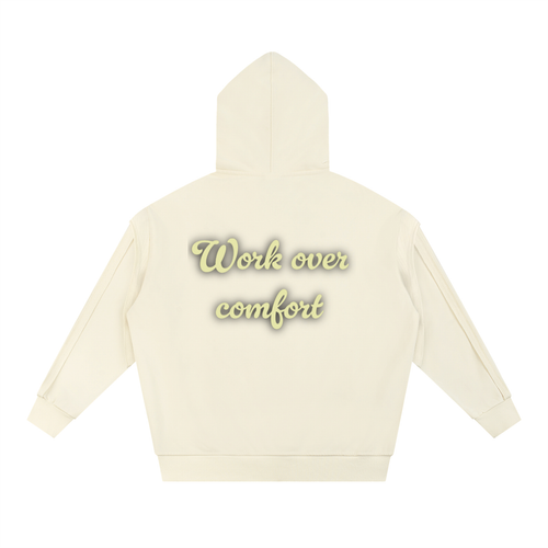 Contrast Tape Raw Edge Double Layered Hoodie