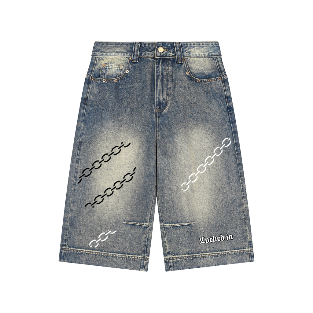 Vintage Wash Baggy Denim Shorts