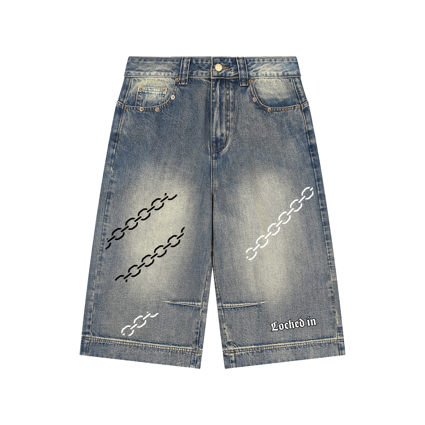 Vintage Wash Baggy Denim Shorts