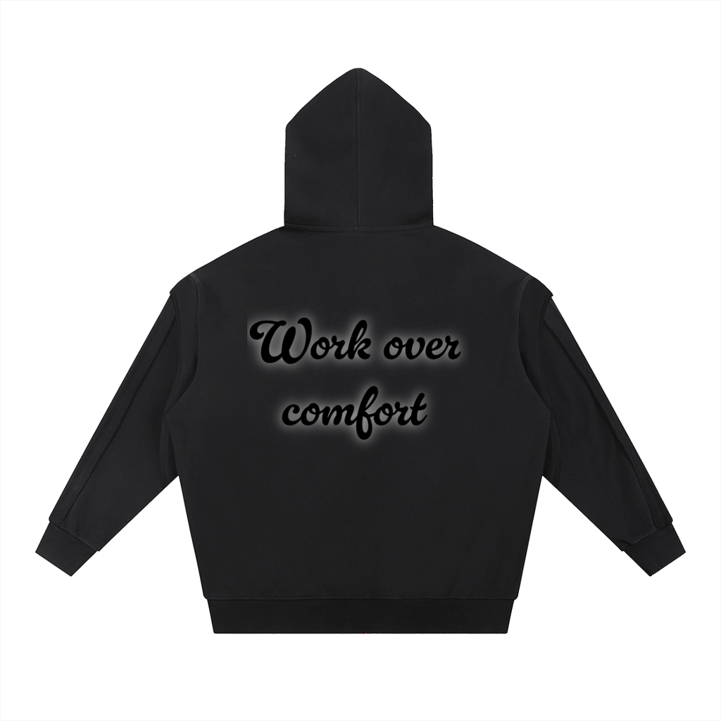 Contrast Tape Raw Edge Double Layered Hoodie