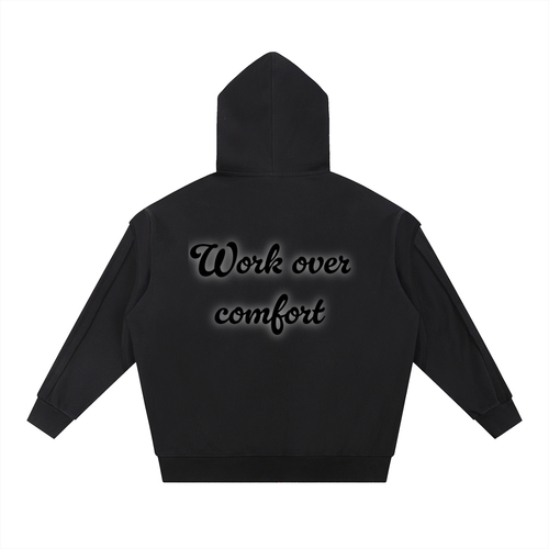 Contrast Tape Raw Edge Double Layered Hoodie