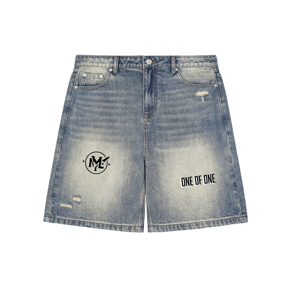 Faded Distressed Baggy Denim Shorts
