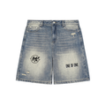 Faded Distressed Baggy Denim Shorts