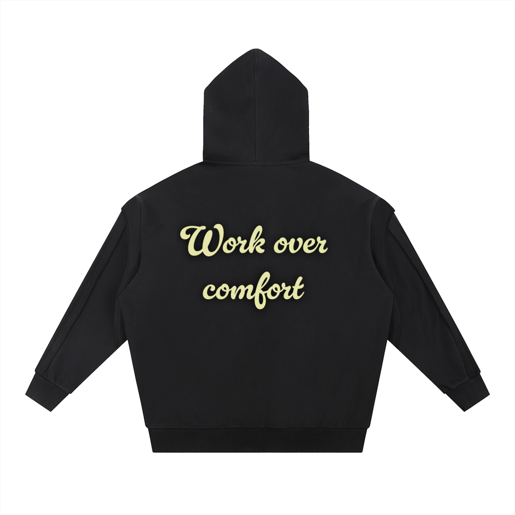 Contrast Tape Raw Edge Double Layered Hoodie