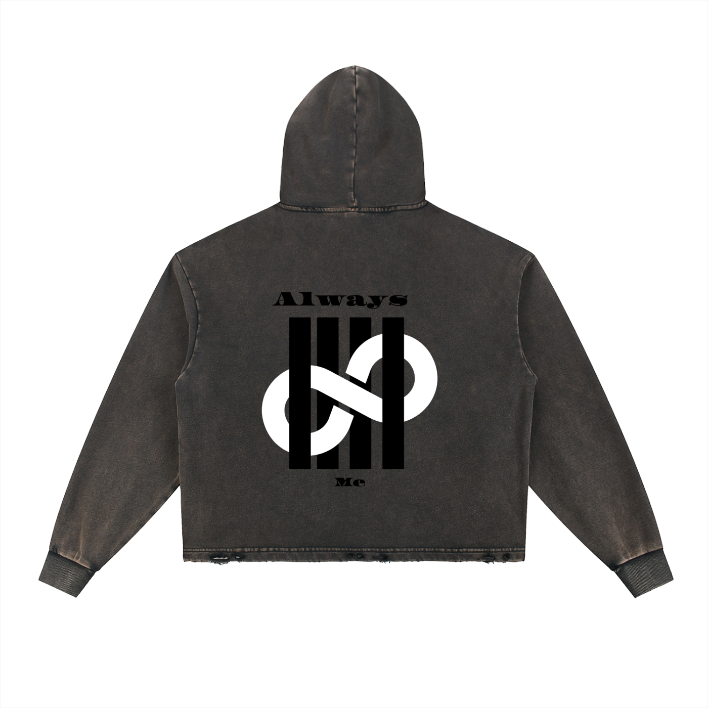 Vintage Washed Frayed-Hem Hoodie