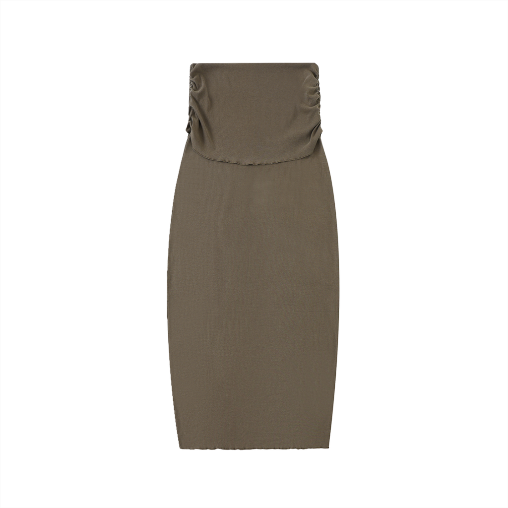 Dyed Washed Straight Hip-Hugging Slim Maxi Skirt