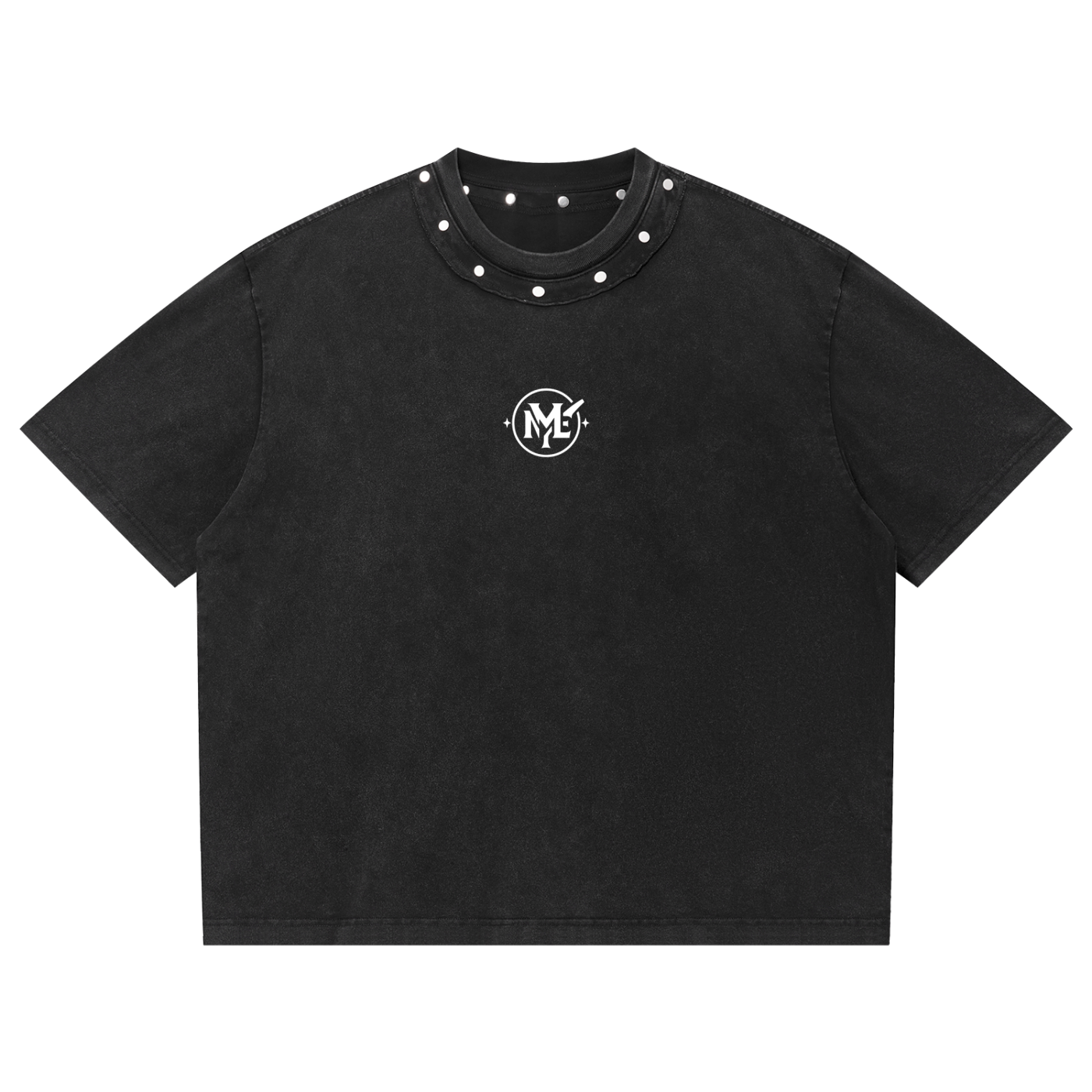 Unisex Washed Boxy Studded T-Shirt