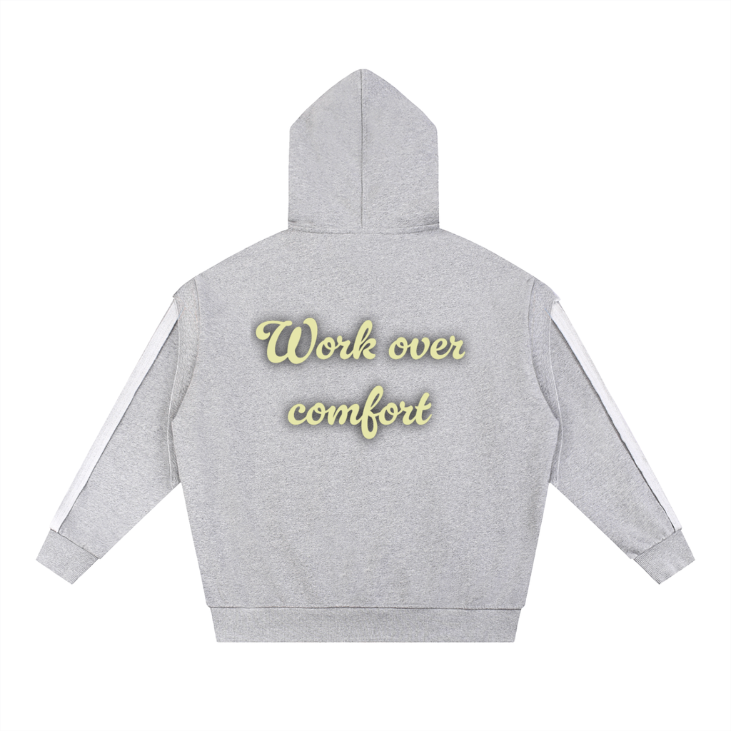 Contrast Tape Raw Edge Double Layered Hoodie